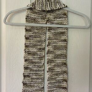 HandKnit Scarf - Brown and Cream
